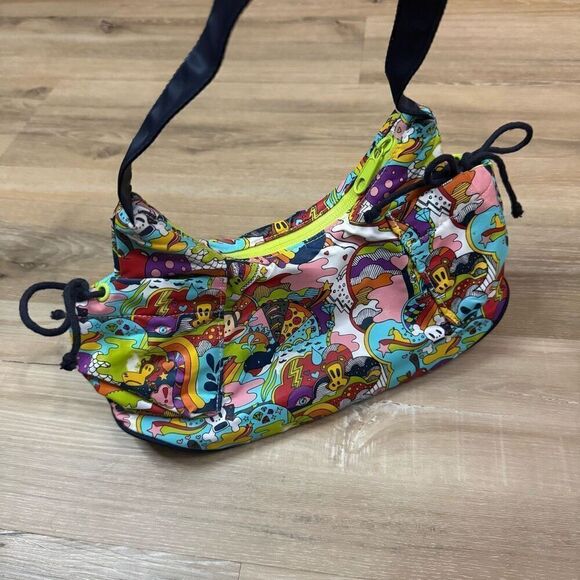 Paul Frank Hobo Shoulder Bag Colorful Doodle Print Artsy Cutesy Retro Y2K Style - Picture 2 of 7